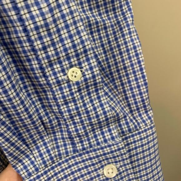 POLO Ralph Lauren Slim Fit Stretch Poplin Plaid Blue/White Button Down Shirt - Picture 5 of 6